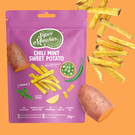 Süßkartoffelchips mit Chili und Minze